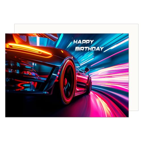 Edition Seidel Premium Geburtstagskarte mit Umschlag. Glückwunschkarte Karte Billet Geburtstag Happy Birthday Mann Frau Rennwagen Sportwagen Auto (G3535 SW024) von Edition Seidel