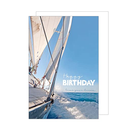 Edition Seidel Premium Geburtstagskarte mit Umschlag. Glückwunschkarte mit Spruch Geburtstag Billet Happy Birthday Mann Frau Segeln Boot Meer Abendteuer (G3488 SW023) von Edition Seidel