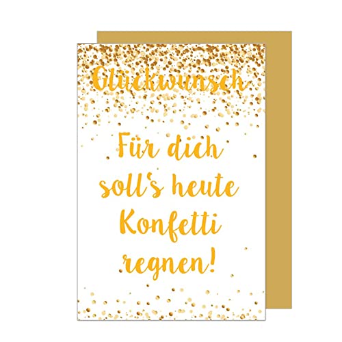 Edition Seidel Premium Glückwunschkarte mit Goldprägung und Umschlag. Geburtstagskarte Grusskarte Karte Billet Happy Birthday Glückwünsche Mann Frau Sprüche Konfetti (G2891 SW023) von Edition Seidel