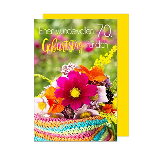 Edition Seidel Premium Glückwunschkarte zum 70. Geburtstag mit Umschlag. Geburtstagskarte Grusskarte Karte Frau Blumen Spruch 70 (SW022) von Edition Seidel