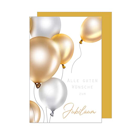 Edition Seidel Premium Glückwunschkarte zum Jubiläum mit Umschlag. Karte zum Jubiläum mit Spruch. Jubiläumskarte Grusskarte Luftballons Gratulation Billet Mann Frau (J121 SW023) von Edition Seidel