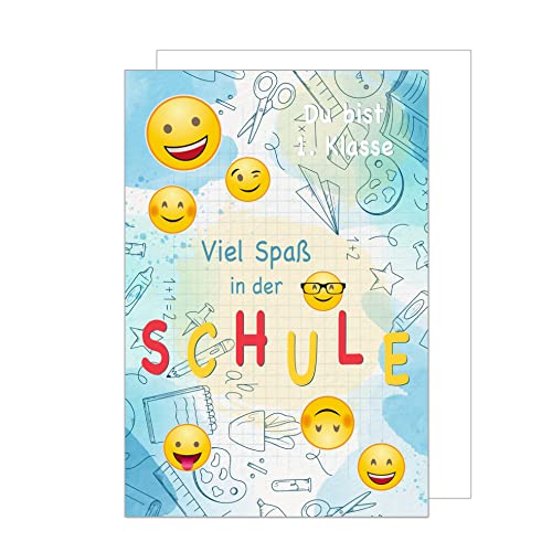 Edition Seidel Premium Glückwunschkarte zur Einschulung mit Umschlag. Einschulungskarte mit Spruch Karte Grusskarte Kind Mädchen Junge Schulanfang 1. Klasse (ES130 SW023) von Edition Seidel