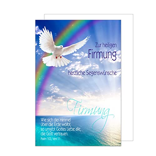 Edition Seidel Premium Glückwunschkarte zur Firmung mit Umschlag. Firmungskarte Grusskarte Taube Meer Regenbogen Junge Mädchen Karte (FI102 SW022) von Edition Seidel