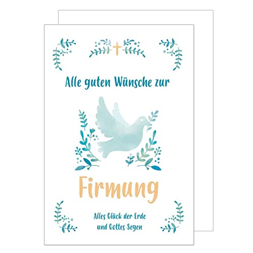 Edition Seidel Premium Glückwunschkarte zur Firmung mit Umschlag. Firmungskarte Grusskarte Taube Zweig Junge Mädchen Karte (FI120 SW022) von Edition Seidel