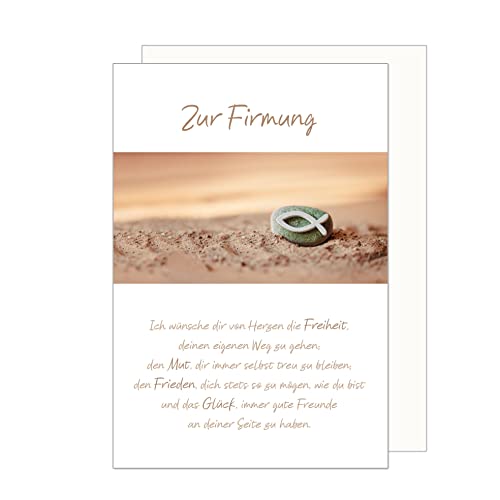 Edition Seidel Premium Glückwunschkarte zur Firmung mit Umschlag. Firmungskarte mit Spruch Karte Grusskarte Stein Fisch Junge Mädchen (FI127 SW023) von Edition Seidel