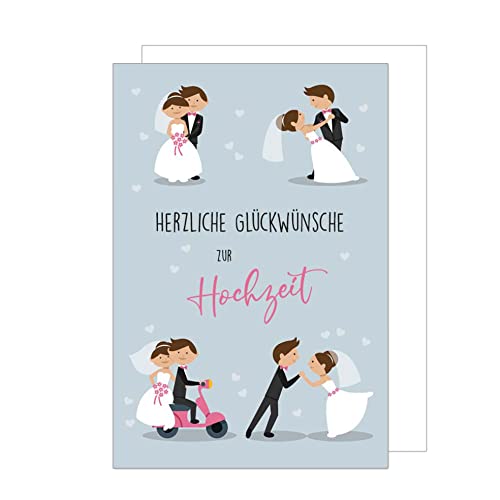 Edition Seidel Premium Glückwunschkarte zur Hochzeit mit Umschlag. Lustige Karte Hochzeitskarte Grusskarte Herzliche Glückwünsche Brautpaar Comic Humor (H446 SW023) von Edition Seidel