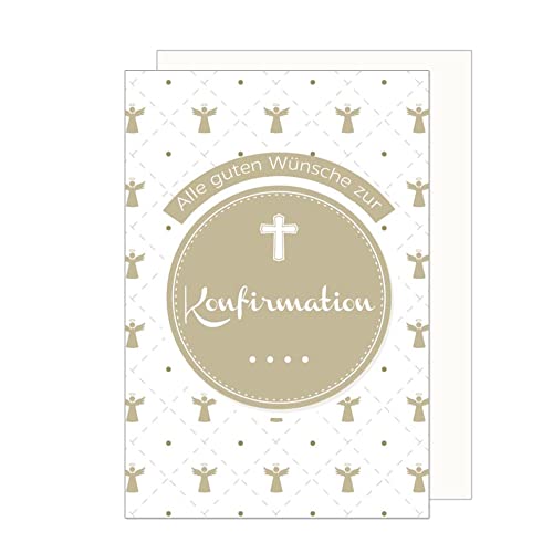 Edition Seidel Premium Glückwunschkarte zur Konfirmation mit Umschlag. Konfirmationskarte Karte Grusskarte Alle guten Wünsche Engel Junge Mädchen (KF282 SW023) von Edition Seidel