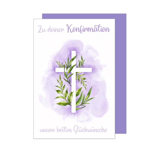 Edition Seidel Premium Glückwunschkarte zur Konfirmation mit Umschlag. Konfirmationskarte Karte mit Spruch Grusskarte Kreuz Junge Mädchen (KF319 SW024) von Edition Seidel