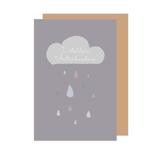 Edition Seidel Premium Trauerkarte mit Umschlag. Beileidskarte Trauer Karte In stiller Anteilnahme Wolke Regen Mitgefühl (T1133 SW024) von Edition Seidel