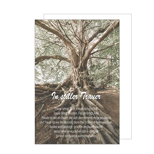 Edition Seidel Premium Trauerkarte mit Umschlag. Beileidskarte Trauer Karte mit Spruch Baum Wurzeln Abschied Teilnahme Mitgefühl (T1071 SW023) von Edition Seidel