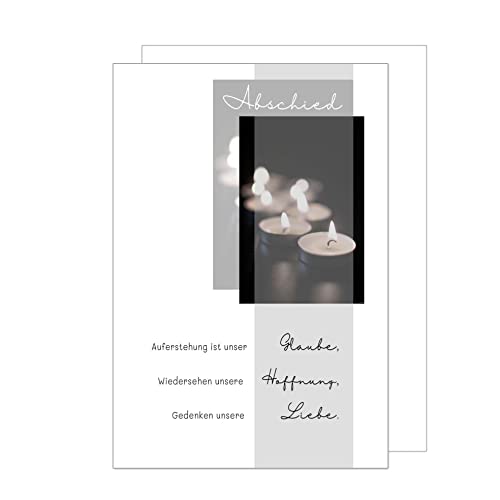 Edition Seidel Premium Trauerkarte mit Umschlag. Beileidskarte Trauer Karte mit Spruch Kerzenlicht Abschied Teilnahme Mitgefühl (T1083 SW023) von Edition Seidel