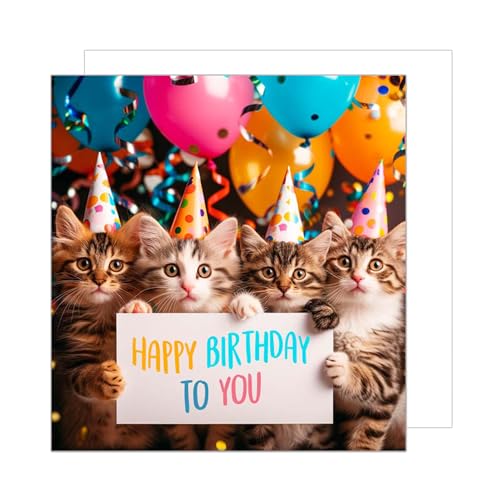 Edition Seidel Premium quadratische Geburtstagskarte mit Umschlag. Glückwunschkarte Happy Birthday Billet Tier Karte Mann Frau Coole Katze Humor Lustig Party (GQ148 SW024) von Edition Seidel