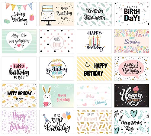 Edition Seidel Set 20 Geburtstagskarten - Glückwunschkarten zum Geburtstag - Postkarten für Erwachsene und Kinder - Happy Birthday Karten von Edition Seidel