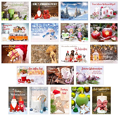 Edition Seidel Set 20 exklusive Premium Weihnachtskarten mit Umschlag. Doppelkarten/Klappkarten mit Briefumschlag. Weihnachten Karte Postkarte Weihnachtspostkarte von Edition Seidel