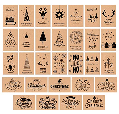 Edition Seidel Set 30 Weihnachtspostkarten Kraftpapier Weihnachten Karten Postkarten Weihnachtskarten von Edition Seidel