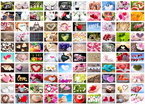 Set 100 Premium Postkarten zur Hochzeit - Hochzeitsspiel - Hochzeitsgeschenk - Liebe + Herzen – Dekoidee – Valentinstag - Gästebuch - Geburtstag - Danke (100 Postkarten) von Edition Seidel