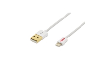 Ednet Apple Lade-/Datenkabel, Apple 8pin - USB A St/St, 1.0m, iP5/6/7, USB 2.0, MFI, gold, we, 1 m, Lightning, USB A, Weiß, Nickel, USB 2.0 von Ednet
