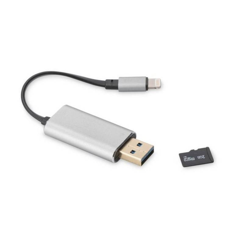 Ednet Speicherkartenleser 31521 Smart Memory mit App Speichererweiterung MicroSD bis 256GB, schwarz von Ednet