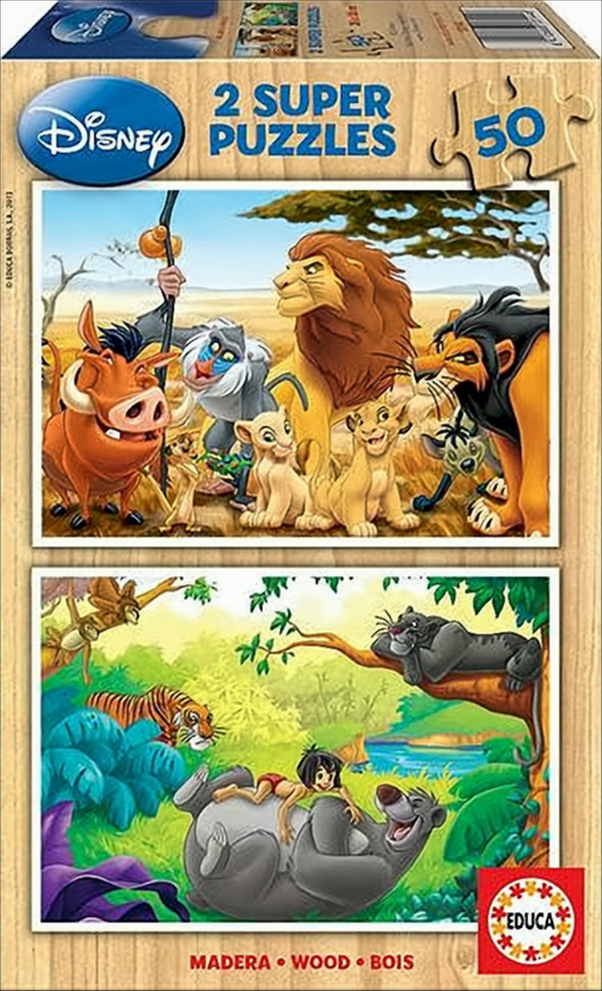 Disney Tierfreunde 2x50 Teile Holzpuzzle von Educa