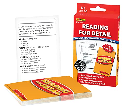 EDUPRESS Lesekompetenz Praxis Karten Lesen für Detail rot von Edupress