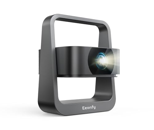 [App-Integrierte] Eeenfy Smart Beamer Portable, Beamer Heimkino mit 20000Lux, 1080P Support, E-Focus/Trapezkorrektur, Projektor WiFi Bluetooth, Outdoor Beamer Klein für Handy, Update 2025, Schwarz von Eeenfy