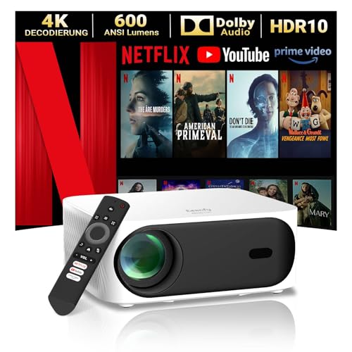 Eeenfy Beamer 4K Heimkino【Netflix Offiziell & Dolby Audio】 Smart Beamer mit 600ANSI, Native 1080P, E-Fokus & ±50° 4D/4P Trapezkorrektur, Handy Projektor Portable WiFi6 Bluetooth für Outdoor/Heimkino Eeenfy Beamer 4K Heimkino【Netflix Offiziell & Dolby Audio】 Smart Beamer mit 600ANSI, Native 1080P, E-Fokus & ±50° 4D/4P Trapezkorrektur, Handy Projektor Portable WiFi6 Bluetooth für Outdoor/Heimkino von Eeenfy