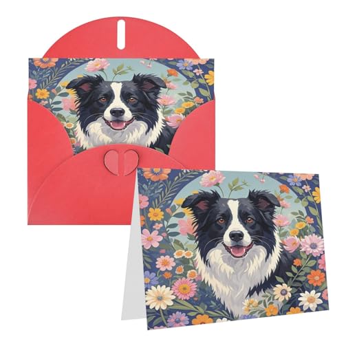 Eekstdbn Grußkarten Border Collie Florals Grußkarte mit allen Anlässen, Einladung, Urlaubskarte, Jubiläumskarte von Eekstdbn