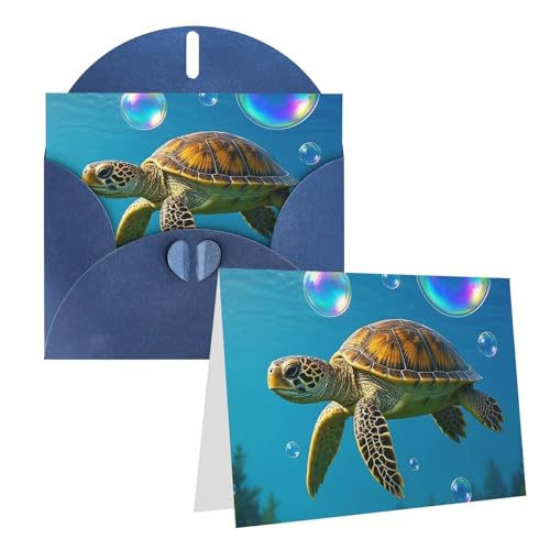 Eekstdbn Grußkarten "Bubbles Turtle" Grußkarte mit allen Anlässen, Einladung, Urlaubskarte, Jubiläumskarte von Eekstdbn