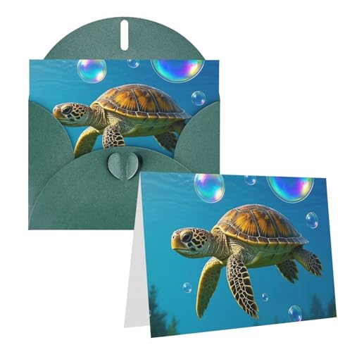 Eekstdbn Grußkarten "Bubbles Turtle" Grußkarte mit allen Anlässen, Einladung, Urlaubskarte, Jubiläumskarte von Eekstdbn