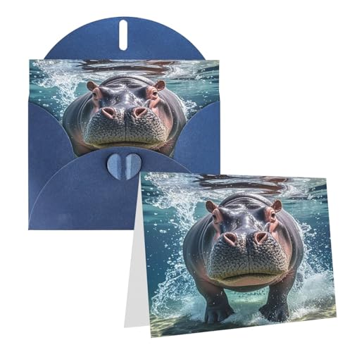 Eekstdbn Grußkarten Diving Hippo Grußkarte mit allen Anlässen Karten Einladung Urlaubskarte Jubiläumskarte von Eekstdbn