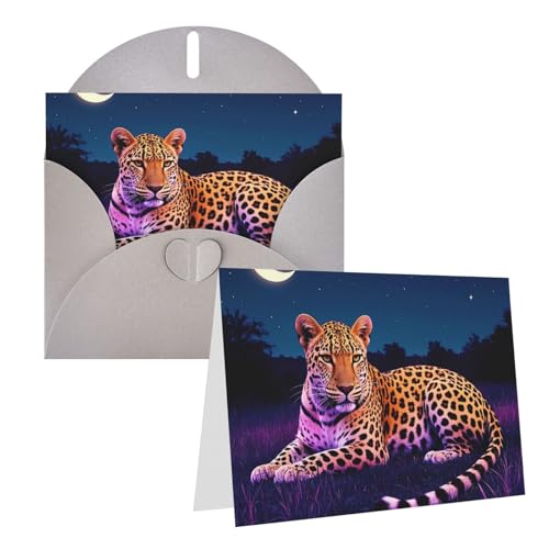 Eekstdbn Grußkarten Fantasy Golden Leopard Grußkarte mit allen Anlässen Karten Einladung Urlaubskarte Jubiläumskarte von Eekstdbn
