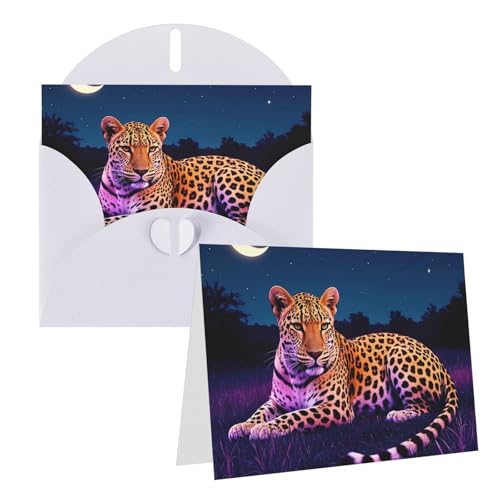 Eekstdbn Grußkarten Fantasy Golden Leopard Grußkarte mit allen Anlässen Karten Einladung Urlaubskarte Jubiläumskarte von Eekstdbn