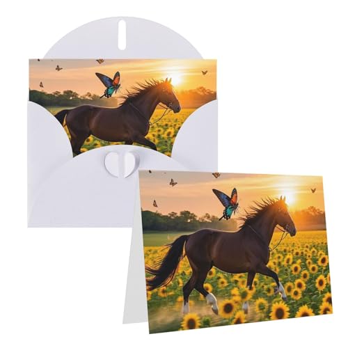 Eekstdbn Grußkarten Fliegendes Pferd Sonnenblume Schmetterling Grußkarte mit allen Anlässen Karten Einladung Urlaub Karte Jubiläumskarte von Eekstdbn