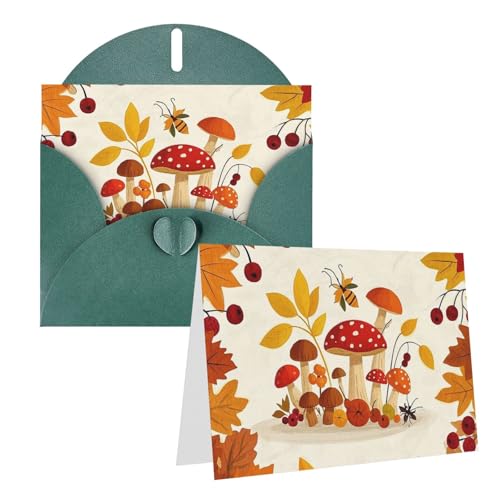 Eekstdbn Grußkarten Herbstpilz Beeren Käfer Grußkarte mit allen Anlässen Karten Einladung Urlaub Karte Jubiläumskarte von Eekstdbn