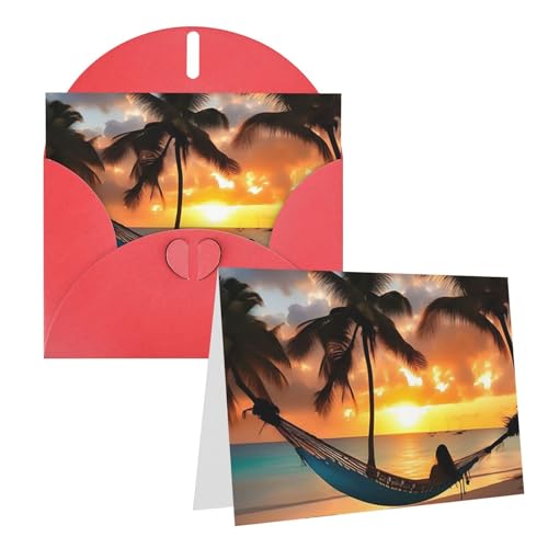 Eekstdbn Grußkarten Kokosnuss Strand Sonnenuntergang Hängematte Grußkarte mit allen Anlässen Karten Einladung Urlaub Karte Jahrestag Karte von Eekstdbn