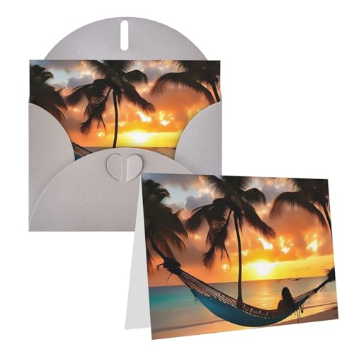 Eekstdbn Grußkarten Kokosnuss Strand Sonnenuntergang Hängematte Grußkarte mit allen Anlässen Karten Einladung Urlaub Karte Jahrestag Karte von Eekstdbn