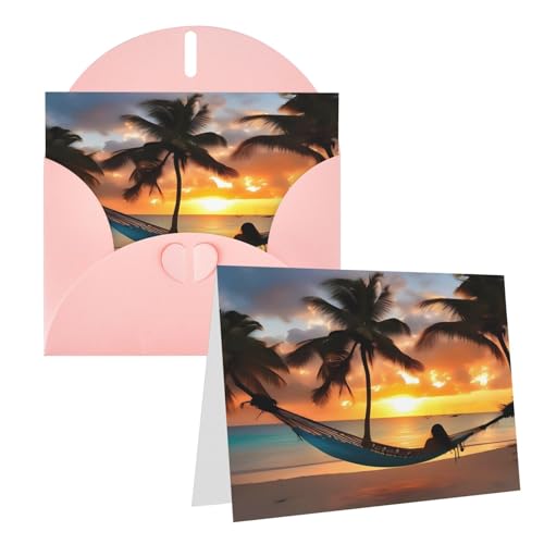 Eekstdbn Grußkarten Kokosnuss Strand Sonnenuntergang Hängematte Grußkarte mit allen Anlässen Karten Einladung Urlaub Karte Jahrestag Karte von Eekstdbn