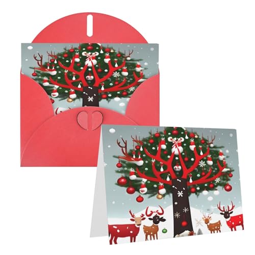 Eekstdbn Grußkarten Kuh Hirsch Bäume Weihnachten Grußkarte mit allen Anlässen Karten Einladung Urlaub Karte Jubiläumskarte von Eekstdbn