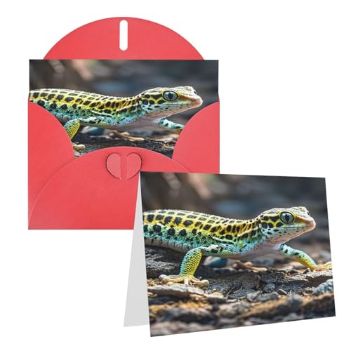 Eekstdbn Grußkarten Leopard Little Gecko Grußkarte mit allen Anlässen, Einladung, Urlaubskarte, Jubiläumskarte von Eekstdbn