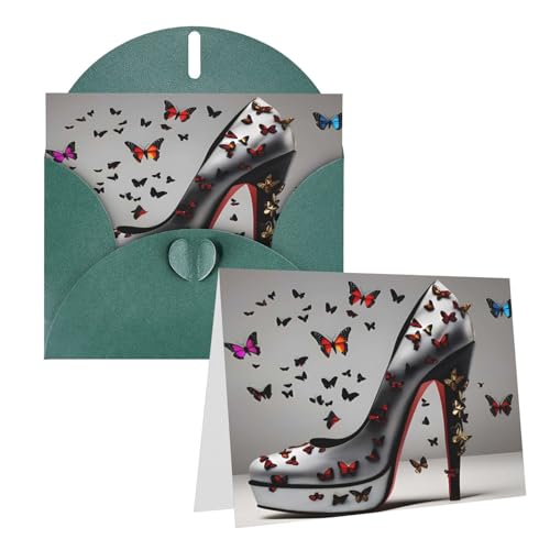 Eekstdbn Grußkarten Schmetterling High Heel Grußkarte mit allen Anlässen Karten Einladung Urlaub Karte Jahrestag Karte von Eekstdbn