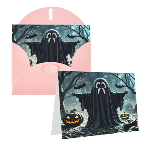 Eekstdbn Grußkarten Schwarz und Halloween Geist Grußkarte mit allen Anlässen Karten Einladung Urlaubskarte Jubiläumskarte von Eekstdbn