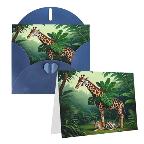 Eekstdbn Grußkarten Tropisches Blatt Tiger Zebra Giraffe Grußkarte mit allen Anlässen Karten Einladung Urlaub Karte Jubiläumskarte von Eekstdbn