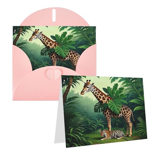 Eekstdbn Grußkarten Tropisches Blatt Tiger Zebra Giraffe Grußkarte mit allen Anlässen Karten Einladung Urlaub Karte Jubiläumskarte von Eekstdbn