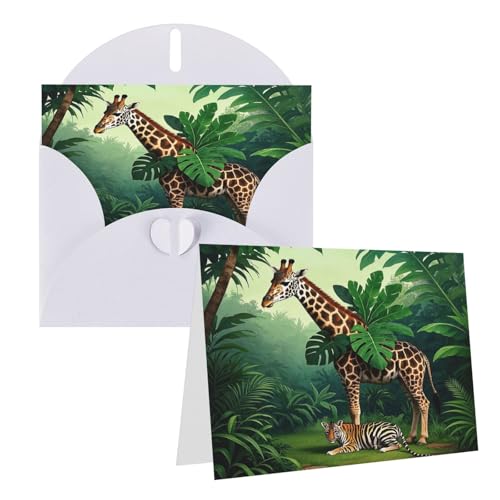 Eekstdbn Grußkarten Tropisches Blatt Tiger Zebra Giraffe Grußkarte mit allen Anlässen Karten Einladung Urlaub Karte Jubiläumskarte von Eekstdbn
