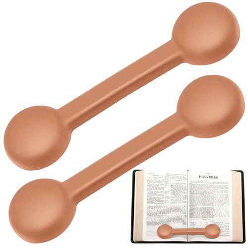2 Stück gewichtete Lesezeichen, Buchgewicht, Seitenhalter, Gummi, Buchgewicht, Lesezeichen, tragbar, beschwerter Gummi-Seitenhalter für Erwachsene, zum Lesen (braun) von Eersida