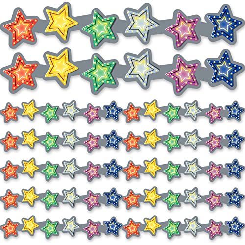 60 Stück Stern Pinnwand Verkleidung Kreidetafel Sterne Bordüre kleine Sterne Papier Ausschnitte Glitzer Stern Wanddekoration für Klassenzimmer Whiteboard Büro Party Wanddekorationen mehrfarbig von Eersida
