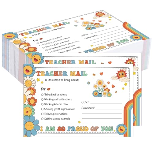 Eersida Groovy Mail Lehrer-Notizkarten für Eltern, Klassenzimmer, gutes Verhalten, 10,2 x 15,2 cm, Motivationskarten zum Senden nach Hause für Vorschule, Kindergarten, Grundschule, 200 Stück von Eersida
