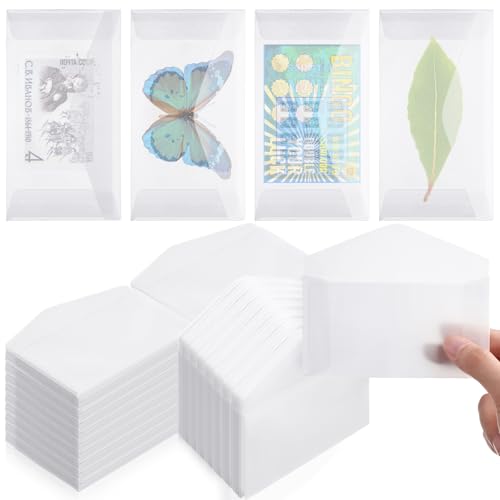 Eersida Pergamin-Umschläge, 6,3 x 10,7 cm, Pergamin, Mini-Lotto-Lotteriescheinhalter, für Hochzeitsgäste, Seidenpapier, Samen-Umschläge, Halter für Rubbelstempel, Kratzticket, Hochzeitsgeschenke von Eersida