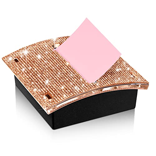 Eersida Selbstklebende Notizblockhalter mit Strasssteinen, 10,2 x 10,2 cm, Memo-Spender, Notizzettelhalter, klebriger Spender für Büro, Zuhause, Schreibtischzubehör (Roségold) von Eersida