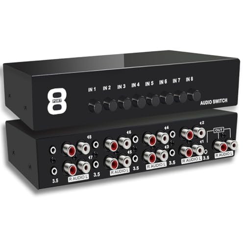 Eeuye 3,5 mm Aux + Cinch L/R Bidirektionaler Stereo-Audioschalter 8 EIN-1 Ausgang A/B Analoger Audio-Umschalter-Wahlschalter Eeuye 3,5 mm Aux + Cinch L/R Bidirektionaler Stereo-Audioschalter 8 EIN-1 Ausgang A/B Analoger Audio-Umschalter-Wahlschalter von Eeuye